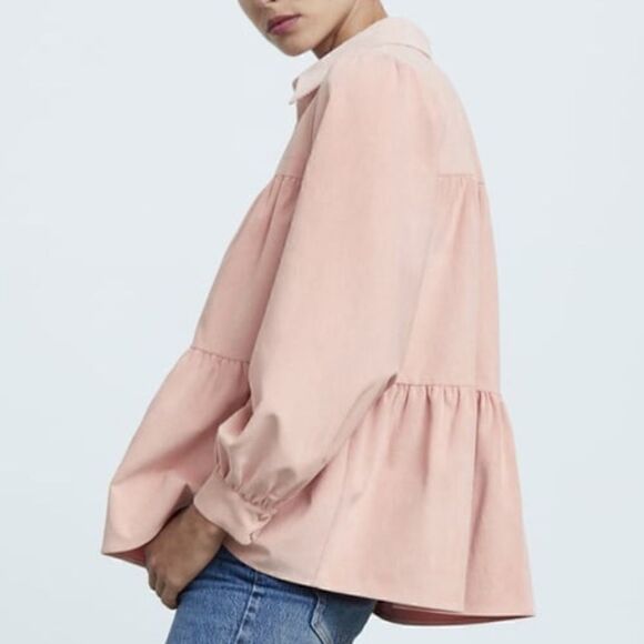 NWT Zara Tiered Corduroy Shirt - Picture 8 of 11